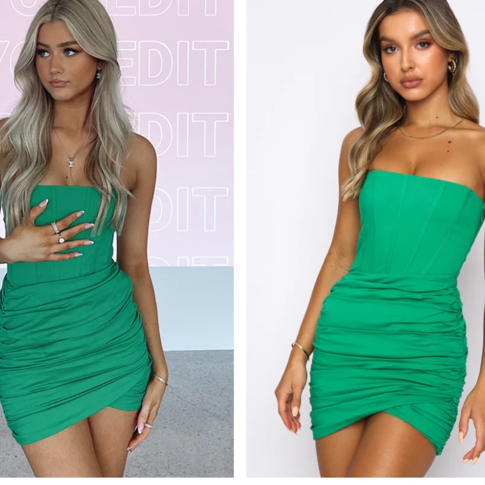 White Fox Mini Green Dress Size Large